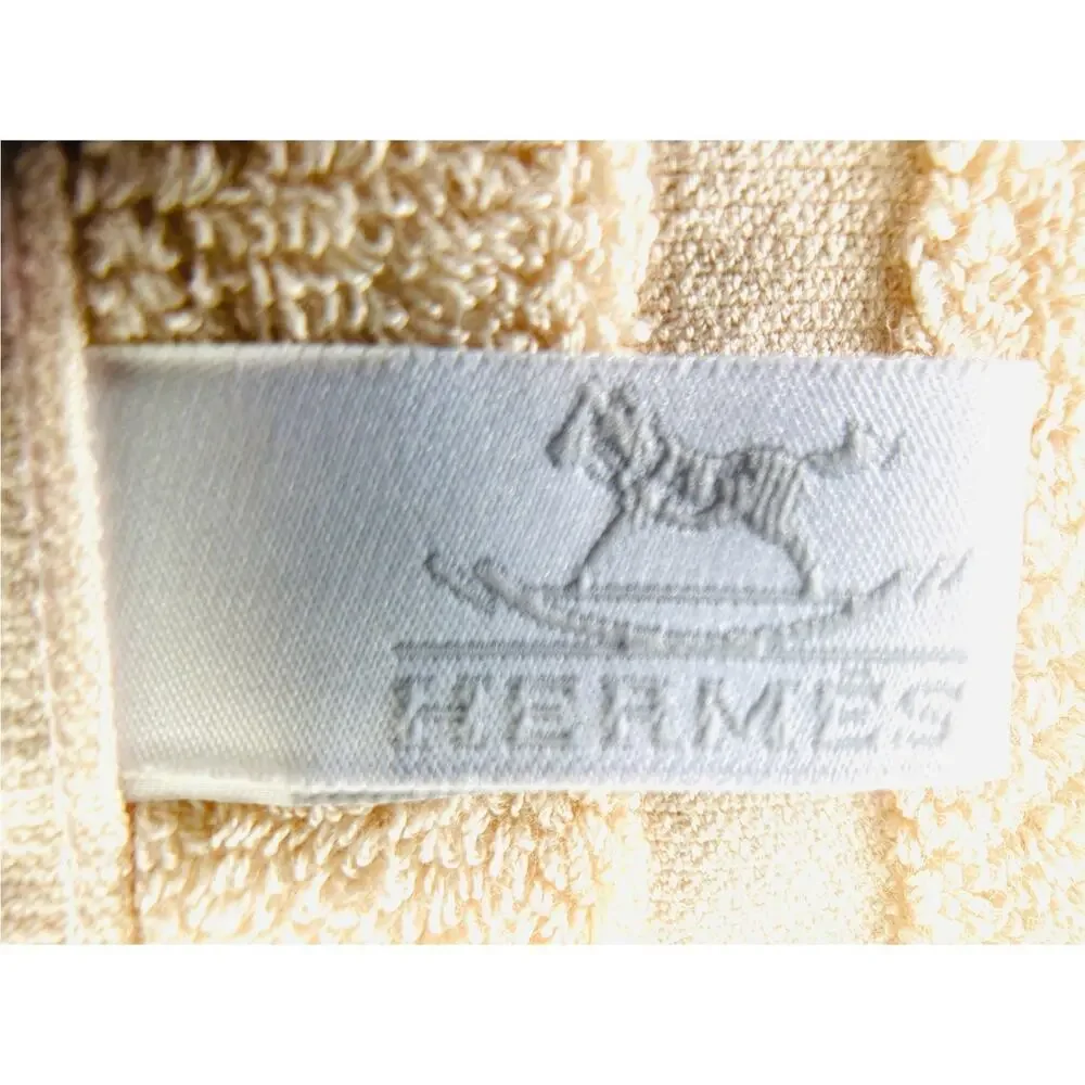 Hermès Hand‎ Towel Equestrian Horse Luxury Cotton Towel Beige France w/ Box
